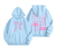 Felpe da donna con cappuccio per le donne parole grafiche felpe abbigliamento preppy manica lunga comfort top, Azzurro, XL