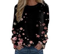 Felpe da donna con fiori preppy da donna con stampa floreale alla moda top western a maniche lunghe girocollo vestibilità ampia che cambia colore abiti estetici Y2K felpe senza cappuccio tinta unita
