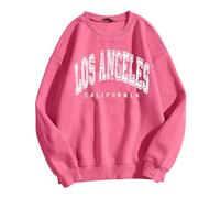 Felpe da donna con grafica Los Angeles College Vintage Los Angeles California felpe con cappuccio stampa Los Angeles estetica carina girocollo manica lunga sport casual abiti larghi top, Rosa acceso,