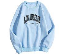 Felpe da donna con stampa di lettere di Los Angeles Solid Backwoods Top girocollo Cool College Raglan Vestiti a maniche raglan tinta unita girocollo vestibilità ampia casual California autunno felpe