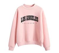 Felpe da donna con stampa di lettere di Los Angeles Vintage 2025 Abiti in tinta unita Sottile College Lupetto Collo Vestiti Larghi Girocollo Girocollo California Inverno Autunno Girocollo Y2K, rosa, L