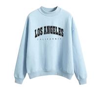 Felpe da donna con stampa di Los Angeles California Girocollo 2025 Abiti Larghi Vestiti Cool Anime Girocollo Inverno Autunno Collo a lupetto Tinta unita Manica Lunga Morbido Y2K, Blu, L