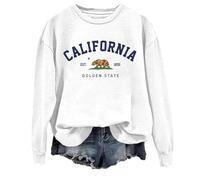 Felpe da donna con stampa Los Angeles California Girocollo Cartoon Graphic Top Stile Casual Comfort Abiti Lettera Sottile Felpe Vintage Preppy Goth Y2K Carino Donna Girocollo, bianco, L