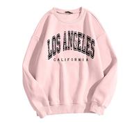Felpe da donna con stampa Los Angeles stile college Los Angeles California top gotico personalizzato maniche lunghe felpe con cappuccio sciolto sport casual girocollo autunno vestiti freschi, rosa, L