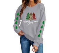 Felpe da donna con stampa natalizia girocollo alla moda classica pullover | Maglione natalizio a maniche lunghe festivo, confortevole, versatile, comodo, weekend, tempo libero, cena in famiglia