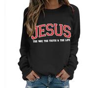 Felpe da donna è My Everything Felpa da donna Camicie divertenti con Cristo Verse a maniche lunghe Pullover Top, Nero , M