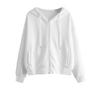 Felpe da donna Essentials Felpa con cappuccio - Felpe con zip da donna a maniche lunghe con tasca Felpa casual con cappuccio in tinta unita Crop Top da indossare con leggings 2024 Giacche leggere alla