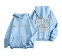 Felpe da donna foderate in pile termico con cappuccio Trust In The Lord Jesus 2025 Sherpa con cappuccio felpe per adolescenti con cerniera grafica coulisse Christian Plain Warm Tops Workou Cartoon