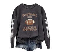 Felpe da donna Football Is My Favorite Season Comfort Color Girocollo Vestibilità ampia Maglioni succinti Grafica Manica Lunga Lettera Gioco Giorno Top alla moda Backwoods Autunno Moda Vintage Sottile