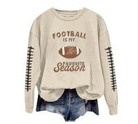 Felpe da donna Football Is My Favorite Season Comfort Color Girocollo Vestibilità ampia Maglioni succinti Grafica Manica Lunga Lettera Gioco Giorno Top alla moda Backwoods Autunno Moda Vintage Sottile