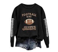 Felpe da donna Football Is My Favorite Season Comfort Color Girocollo Vestibilità ampia Maglioni succinti Grafica Manica Lunga Lettera Gioco Giorno Top alla moda Backwoods Autunno Moda Vintage Sottile