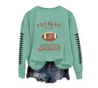 Felpe da donna Football Is My Favorite Season Comfort Color Girocollo Vestibilità ampia Maglioni succinti Grafica Manica Lunga Lettera Gioco Giorno Top alla moda Backwoods Autunno Moda Vintage Sottile