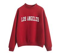 Felpe da donna Los Angeles California Girocollo College Felpe con cappuccio Manica Lunga Estetica Comfort Vestiti Solido Collo Lupetto Sciolto Tinta unita Inverno Autunno Vintage Backwoods Top Preppy