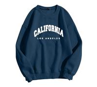 Felpe da donna Los Angeles College California e Los Angeles Grafica Girocollo Felpe leggere per le donne Abiti con Lettera Abiti Vintage Personalizzati Autunno Carino Preppy Goth, Marina Militare, L