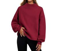 Felpe da donna morbide con collo a lupetto oversize in pile a maniche lunghe per l'autunno