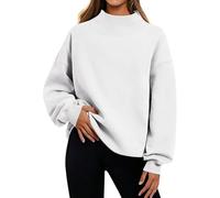 Felpe da donna morbide con collo a lupetto oversize in pile a maniche lunghe per l'autunno