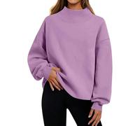 Felpe da donna morbide con collo a lupetto oversize in pile a maniche lunghe per l'autunno