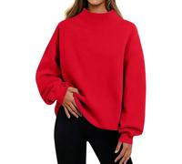 Felpe da donna morbide con collo a lupetto oversize in pile a maniche lunghe per l'autunno