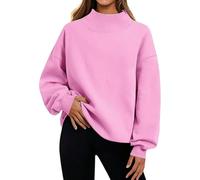 Felpe da donna morbide con collo a lupetto oversize in pile a maniche lunghe per l'autunno