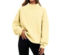 Felpe da donna morbide con collo a lupetto oversize in pile a maniche lunghe per l'autunno