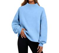 Felpe da donna morbide con collo a lupetto oversize in pile a maniche lunghe per l'autunno