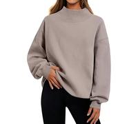 Felpe da donna morbide con collo a lupetto oversize in pile a maniche lunghe per l'autunno