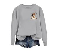 Felpe da donna per Halloween, taglie forti, a maniche lunghe, con cappuccio a maniche lunghe, stampa fantasma, classiche, girocollo, con polsino a costine, top morbido, ideale per il fine settimana, A