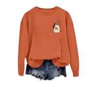 Felpe da donna per Halloween, taglie forti, a maniche lunghe, con cappuccio a maniche lunghe, stampa fantasma, classiche, girocollo, con polsino a costine, top morbido, ideale per il fine settimana, A