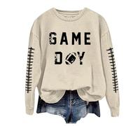 Felpe da donna per il giorno della partita di calcio da donna girocollo calcio gameday lettera autunno calcio mamma stagione calcistica gameday amante del calcio succinta manica lunga grafica da donna