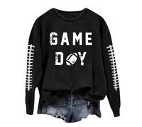 Felpe da donna per il giorno della partita di calcio da donna girocollo calcio gameday lettera autunno calcio mamma stagione calcistica gameday amante del calcio succinta manica lunga grafica da donna