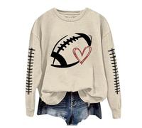 Felpe da donna per il giorno della partita di calcio da donna, girocollo, Gameday Football Skimpy Carino Stagione Calcio Mamma Calcio Gameday Amante del Calcio Manica Lunga Lettera Grafica Donna