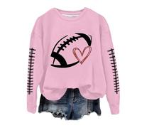 Felpe da donna per il giorno della partita di calcio da donna, girocollo, Gameday Football Skimpy Carino Stagione Calcio Mamma Calcio Gameday Amante del Calcio Manica Lunga Lettera Grafica Donna, rosa