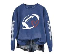 Felpe da donna per il giorno della partita di calcio da donna, girocollo, Gameday Football Skimpy Carino Stagione Calcio Mamma Calcio Gameday Amante del Calcio Manica Lunga Lettera Grafica Donna, Blu