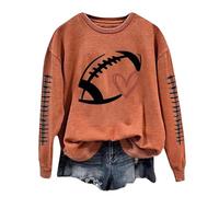 Felpe da donna per il giorno della partita di calcio da donna, girocollo, Gameday Football Skimpy Carino Stagione Calcio Mamma Calcio Gameday Amante del Calcio Manica Lunga Lettera Grafica Donna, Caff