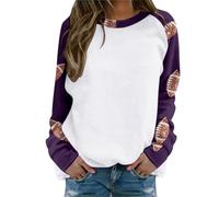 Felpe da donna per la stagione calcistica del giorno del gioco, girocollo, casual, amanti del calcio, abbigliamento per la mamma, maniche raglan, grafica Gameday calcio, top vintage, vestibilità larga