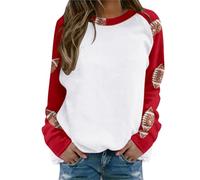 Felpe da donna per la stagione calcistica del giorno del gioco, girocollo, casual, amanti del calcio, abbigliamento per la mamma, maniche raglan, grafica Gameday calcio, top vintage, vestibilità larga