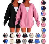 Felpe da donna Plus Size Zip up Ladies Oversize Felpe invernali Loose Fit Carine Felpe 2PC Full Zip Felpa con cappuccio 2025 Moda Comodi Top Maglione Casual Trendy Giacca a maniche lunghe Pullover