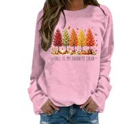 Felpe da donna senza cappuccio maglione da donna con stampa grafica albero | L'autunno è il mio colore preferito. Felpa vintage con scollo rotondo, vestibilità ampia, a maniche lunghe, taglie S-3XL
