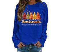 Felpe da donna senza cappuccio maglione da donna con stampa grafica albero | L'autunno è il mio colore preferito. Felpa vintage con scollo rotondo, vestibilità ampia, a maniche lunghe, taglie S-3XL