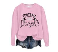 Felpe da donna Trendy Football Is My Favorite Season Felpe Lettera Manica Lunga Autunno Top Girocollo Game Day Graphic Skimpy Cool Maglioni Workou Felpe alla moda College Fashion 2025, rosa, XL