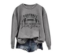 Felpe da donna Trendy Football Is My Favorite Season Felpe Lettera Manica Lunga Autunno Top Girocollo Game Day Graphic Skimpy Cool Maglioni Workou Felpe alla moda College Fashion 2025, Grigio, L