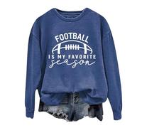Felpe da donna Trendy Football Is My Favorite Season Felpe Lettera Manica Lunga Autunno Top Girocollo Game Day Graphic Skimpy Cool Maglioni Workou Felpe alla moda College Fashion 2025, Blu, S