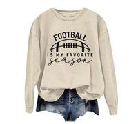 Felpe da donna Trendy Football Is My Favorite Season Felpe Lettera Manica Lunga Autunno Top Girocollo Game Day Graphic Skimpy Cool Maglioni Workou Felpe alla moda College Fashion 2025, Beige, XL