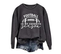 Felpe da donna Trendy Football Is My Favorite Season Felpe Lettera Manica Lunga Autunno Top Girocollo Game Day Graphic Skimpy Cool Maglioni Workou Felpe alla moda College Fashion 2025, Grigio scuro