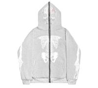 Felpe da in Offerta Felpa con Cappuccio e Zip con Costume da Scheletro Che Si Illumina al Buio Felpe Eleganti Inverno (Grey, S)