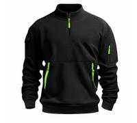 Felpe da uomo a maniche lunghe con zip a tre quarti e collo a camicia, pullover caldo per l'autunno e l'inverno, con polsini elasticizzati e tasca a marsupio, maglione casual elegante e oversize