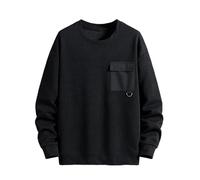 Felpe da uomo autunnali in tinta unita per uomo a maglia girocollo vintage top Y2K felpe con cappuccio gotico girocollo estetico leggero alla moda morbido western backwoods country uomo, Nero , 5XL