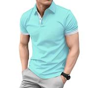 Felpe da Uomo, Casual, Slim Fit, da Golf, estive, alla Moda, a Maniche Corte, Sportive, Colore: Azzurro Cielo, Taglia: L