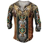 Felpe da uomo, comoda indiana, stampa digitale 3D, camicia a maniche lunghe, da uomo, traspirante, da uomo, oversized, caffè, S