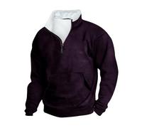 Felpe da Uomo con Bottone a 1/4 Felpa Senza Cappuccio Felpe Retro Stampato Pullover Manica Lunga Felpa Casuale e Comode con Tasca Pullover per attività Sportive All'aperto Autunnale e Invernale